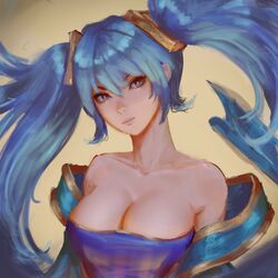 1girls blue_hair cleavage female female_only huge_breasts league_of_legends light-skinned_female painting_(artwork) raikoart sona_buvelle rating:Explicit score:65 user:deleted8074