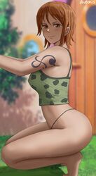 1girls big_ass big_breasts big_butt blush crouching female female_only g-string large_breasts looking_at_viewer nami one_piece orange_eyes orange_hair savagexthicc short_hair solo solo_female squatting tattoo thick thick_thighs thong voluptuous rating:Questionable score:321 user:dedc23