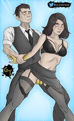 1boy1girl balls_deep biting_lip black_clothing black_hair black_lips blush bra clothed_male clothed_sex eye_scar eyes_crossed fortnite garter_belt gold_(metal) gold_eye gold_penis goldennthorn grabbing_wrists lingerie looking_pleasured male/female marigold_(fortnite) midas_(fortnite) panties_down partially_clothed partially_clothed_female pleasure_face scar selfcest skirt_lift standing_sex stockings straight suit tattoos vaginal_penetration white_eye rating:Explicit score:59 user:LikeFNP