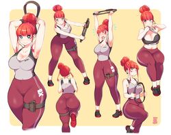 1girls arms_above_head ass belly_button big_ass big_breasts blue_eyes breasts clothing electronics exercise female game_controller human joycon_controller kenron_toqueen legwear octoosr original_character pale_skin pilates_ring ring_fit_adventure ringcon_controller shirt shirt_lift smile sports_bra sportswear thick_thighs tomatita wide_hips workout workout_clothes yoga_pants rating:Explicit score:140 user:Updeetz