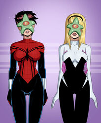 alien alternate_version_available crossover dc dc_comics female female_focus female_only gwen_stacy human hypnosis marvel marvel_comics mayday_parker mind_control parasitic_possession polmanning spider-girl spider-gwen spider-man_(series) starfish starro rating:Explicit score:64 user:Joker_7800