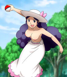 1girls alternate_version_available breasts breasts_out casual_nudity casual_topless dress female female_only hat lady_(pokemon) lady_(pokemon_dppt) light-skinned_female light_skin misaeldm naked npc_trainer open_mouth pokéball poke_ball pokeball pokemon pokemon_dppt purple_eyes purple_hair variant rating:Questionable score:32 user:CiroEsposito