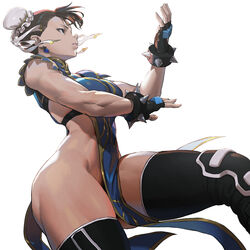 alternate_costume big_ass big_breasts big_butt brown_hair chun-li curvy curvy_body curvy_female curvy_figure street_fighter thick_ass thick_hips thick_legs thick_thighs thighhighs thighs underboob viewed_from_below rating:Questionable score:117 user:dylanmg