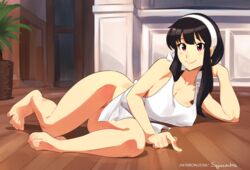 1girls apron black_hair eye_contact female female_focus hairband long_hair looking_at_viewer red_eyes smile solo solo_female solo_focus spy_x_family squeezable thick_thighs thighs yor_briar yor_forger rating:Questionable score:206 user:Thebuki