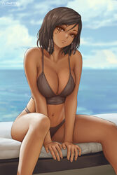 1girls beach big_breasts bikini black_hair brown_eyes cleavage dark-skinned_female dark_brown_hair dark_skin egyptian female female_only flowerxl fully_clothed large_breasts looking_at_viewer overwatch pharah seaside solo swimsuit tagme rating:Safe score:232 user:TheKindHaremMaster