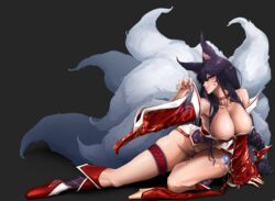 9_tails ahri animal_ear_fluff animal_ears animal_girl beauty_mark big_breasts black_hair blush blushing_at_viewer breasts busty child_bearing_hips claws cleavage clothing curvaceous curves curvy curvy_body curvy_female curvy_females curvy_figure curvy_hips eyelashes eyeliner eyeshadow facial_markings fangs female fluffy fluffy_ears fluffy_tail fluffy_tails fox fox_ears fox_girl fox_tail furry_tail glistening glistening_body glistening_breasts glistening_hair glistening_skin grin hips hourglass_figure huge_breasts humanoid inner_ear_fluff kemonomimi kitsune large_breasts league_of_legends light-skinned_female light_skin lips lipstick long_hair massive_breasts mole multiple_tails mushypeas nails naughty_face nine_tailed_fox pale-skinned_female pale_skin pose posing riot_games seduction seductive seductive_eyes seductive_look seductive_smile sharp_claws sharp_nails smile smiling smiling_at_viewer smirk smirking smirking_at_viewer solo_female suggestive suggestive_look suggestive_pose tail tease teasing teasing_viewer thick_thighs thighs vastaya video_games voluptuous wide_hips yellow_eyes rating:Explicit score:89 user:LewdVesani