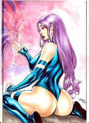 1girls 2022 asian_female ass betsy_braddock big_ass big_breasts color ed_benes_studio female female_ass female_only iago_maia japanese latex_leotard long_hair looking_at_viewer looking_back marvel marvel_comics pinup psylocke purple_hair red_lipstick signature solo solo_female solo_focus straight_hair x-men rating:Explicit score:28 user:Dragon98