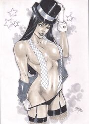 1girls big_breasts black_garter_straps black_hair black_hat black_stockings black_thong black_top_hat boobs_apart breasts breasts_apart dc dc_comics ed_benes_studio fishnet_stockings garter_straps hand_on_hat hat homo_magi iago_maia justice_league large_breasts long_hair looking_at_viewer loose_tie magician magician_hat pulling_thong_down solo_female solo_focus stockings thong thong_pull top_hat white_gloves zatanna zatanna_zatara rating:Explicit score:26 user:Dragon98