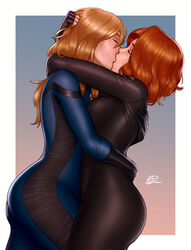 2dnsfw 2girls ass black_widow_(marvel) blonde_hair bodysuit cheating cheating_wife fantastic_four female female_only human human_only imminent_sex invisible_woman kissing lesbian lesbian_kiss light-skinned_female light_skin marvel mature mature_female milf mother natasha_romanoff red_hair sue_storm thick_thighs yuri rating:Questionable score:376 user:Tronitrus