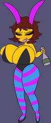 1girls 2022 2d big_breasts brown_hair bunnysuit closed_eyes female female_human female_only frisk human human_female solo tagme undertale undertale_(series) vile_eyes yellow_skin rating:Explicit score:42 user:Miguel16310