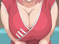 1girls arched_back bare_arms bare_shoulders bent_over big_breasts boruto:_naruto_next_generations busty cleavage close-up dress female female_focus female_only inner_sideboob large_breasts light-skinned_female light_skin medium_hair naruto naruto_(series) pale-skinned_female pale_skin pink_hair raikage_art sakura_haruno shoulder_length_hair shounen_jump sleeveless solo solo_female solo_focus tight_clothing voluptuous rating:Questionable score:345 user:pennyken