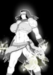 1girls abs black_and_white cleavage dark-skinned_female elden_ring female female_only fromsoftware huge_breasts muscular_female nepheli_loux sword thick_thighs tomorrow underboob warrior weapon rating:Explicit score:22 user:deleted8074