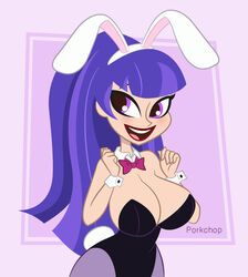 1girls artist_name big_breasts blush bowtie breasts bunny_ears bunny_tail bunnysuit cleavage dc dc_comics dc_super_hero_girls female female_only large_breasts light-skinned_female light_skin porkchop_(artist) purple_eyes purple_hair solo solo_female solo_focus wide_hips zatanna zee_zatara rating:Questionable score:87 user:Tronitrus