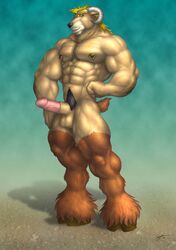 2006 anthro blonde_hair braford furry goat hair hooves horns male male_only muscles nipple_piercing nipples nude penis piercing ram sheath solo rating:Explicit score:5 user:bot