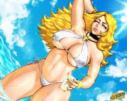 1girls absurd_res artist_name big_lips bikini blonde_hair blue_eyes capcom choker cleavage curvaceous hi_res kolin large_breasts long_hair navel outdoors puffy_lips spunkyramaz street_fighter street_fighter_v swimsuit thick_thighs water white_bikini wide_hips rating:Explicit score:66 user:LukeTikTok