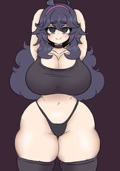 armpits arms_behind_head big_breasts breasts choker chubby cowboy_shot dark_hair female goth hex_maniac highleg huge_breasts inakotho long_hair navel panties pokemon smile spiral_eyes tagme tank_top thick_thighs thighhighs wide_hips rating:Explicit score:310 user:Bruhfuck69