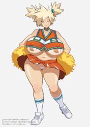 1girls areola_slip areolae blonde_hair breasts bunkwizard cheerleader cheerleader_uniform female female_only hand_on_hip hips huge_breasts large_areolae looking_at_viewer mature_female milf mitsuki_bakugou my_hero_academia naughty_face nipples panties png pom_poms red_eyes seductive_smile simple_background spiky_hair thick_thighs thighs underboob venus_body white_background white_panties wide_hips rating:Explicit score:375 user:Thebuki