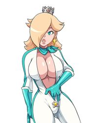 1girls armwear big_breasts bikesuit blonde_hair blue_eyes bodysuit bottomwear breasts cleavage crown ear_piercing earrings female female_only gloves hair hair_over_one_eye huge_breasts mario_(series) mario_kart mature mature_female mature_woman neckwear nintendo outfit pants princess_rosalina scittykitty solo solo_female teal_gloves topwear unzipped unzipped_bodysuit rating:Questionable score:116 user:daft_human