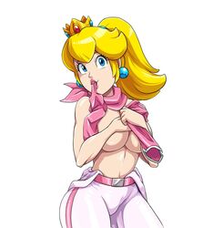 1girls big_breasts big_lips bikesuit blonde_hair blue_earrings blue_eyes bodysuit bottomwear breasts casual clothing covering_breasts crown earrings female female_only gloves hair handwear huge_breasts human jumpsuit lips lipstick mario_(series) mario_kart neckwear nintendo pale_skin pants pink_lips pink_lipstick ponytail princess_peach scittykitty solo solo_female thick_lips topless unzipped unzipped_bodysuit rating:Questionable score:75 user:daft_human