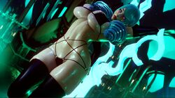 1girls 3d abs arm_on_ass arms_behind_head big_breasts bikini bikini_bottom bikini_top blue_eyes blue_hair blush breasts breasts_bigger_than_head female female_only gwen_(league_of_legends) league_of_legends lipstick long_gloves looking_at_viewer nillin_(artist) pink_eyes riot_games solo star_shaped_pupils sweat thick_thighs thigh_bulge thighhighs twintails rating:Explicit score:121 user:Desy