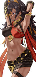 1girls animal_ears armpits arms_up belly belly_button big_breasts black_hair blue_eyes breasts dark-skinned_female dark_hair dark_skin dehya_(genshin_impact) earring earrings female female_only fit genshin_impact gold_earrings gold_jewelry hips jewelry shiny_skin sweat sweating sweaty tagme tan_skin thick thighs thin thin_waist tomboy tummy uenoryoma white_background wolf_ears wolf_girl yellow_hair_streak yellow_striped_hair rating:Questionable score:236 user:Fumeknight1