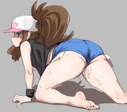 1girls 2022 ass awesomeerix back_view bare_feet bare_legs barefoot blue_eyes booty_shorts brown_hair feet female female_only hilda_(pokemon) jean_shorts large_ass light-skinned_female light_skin long_hair nintendo pokemon pokemon_bw short_shorts shorts soles rating:Questionable score:144 user:WingGundam95