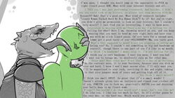 anon anthro anthro_on_human argonian bethesda_softworks caption cokesero female licking lizard_girl long_tongue scalie the_elder_scrolls video_game_character wall_of_text rating:Explicit score:103 user:Snake_person