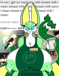 big_breasts breasts english_text female iced_latte_with_breast_milk june_greenfield lactating lactation lewdchuu_(artist) meme pokémon_(species) pokemon serperior tagme rating:Explicit score:53 user:Bruhfuck69