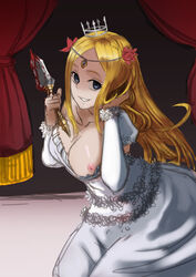 1girls after_murder big_breasts blonde_hair blood blue_eyes breasts crown dagger dress empty_eyes exposed_breasts female lemonbizate_(artist) long_hair looking_at_viewer overlord_(maruyama) princess renner_theiere_chardelon_ryle_vaiself smile solo tagme yandere rating:Explicit score:44 user:foxzephyr