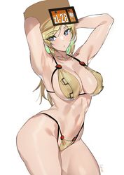 ashiomi_masato bikini blonde_hair blue_eyes breasts breasts breasts guilty_gear guilty_gear_strive hat millia_rage tummy yellow_bikini rating:Explicit score:140 user:BiFemBoySlut