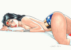 1girls ass big_breasts black_hair blue_eyes curvaceous curvy_body curvy_female curvy_figure dc dc_comics diana_prince ed_benes_studio female female_only long_hair looking_at_viewer no_bra on_bed red_lipstick rubismar_da_costa signature solo tagme tiara topless voluptuous wonder_woman wonder_woman_(series) rating:Questionable score:35 user:Dragon98