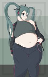 1girls bbw belly big_belly breasts chubby clothing fat female female_only hatsune_miku huge_belly light-skinned_female light_skin long_hair overweight solo solo_female standing vocaloid yummygoods rating:Questionable score:19 user:degen444