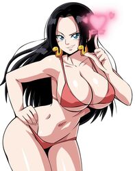 1girls bikini black_hair blue_eyes boa_hancock breasts earrings female female_only hearts huge_breasts large_breasts lewdamone long_hair mero_mero_no_mi one_piece red_bikini shounen_jump solo solo_female tagme thick_thighs rating:Explicit score:243 user:Atem90