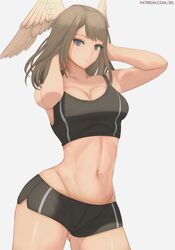 1girls big_breasts black_shorts blue_eyes bottomwear breasts brown_hair clothing eunie_(xenoblade) female female_only gym_shorts gym_uniform hair shorts solo solo_female thick_thighs thighs topwear wings_on_head xenoblade_(series) xenoblade_chronicles_3 zelc-face rating:Questionable score:107 user:daft_human