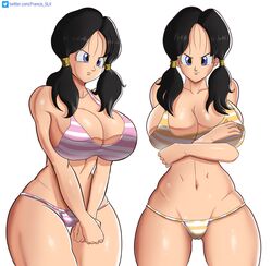 1girls 2022 arms_crossed arms_under_breasts bikini bikini_bottom bikini_top black_hair blue_eyes busty dragon_ball dragon_ball_z female female_only francis_slv large_breasts looking_at_viewer navel pussy_visible_through_clothes slim_waist solo solo_female thick_thighs twintails twintails videl wide_hips rating:Questionable score:150 user:Duncan33303