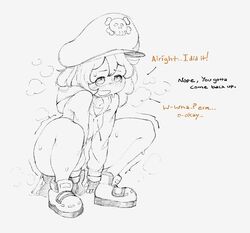 anal anal_penetration ass dialogue dildo dildo_in_ass dildo_sitting female guilty_gear hat hoodie huge_cock may_(guilty_gear) monochrome penetration pubsnsfw sex_toy squatting steam thick_thighs rating:Explicit score:169 user:PirateBooty