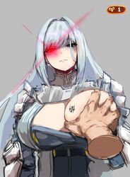 awesomeerix big_breasts birthmark breast_grab breasts clothing ethel_(xenoblade) glaring glaring_at_viewer grabbing hand_on_breast hud huge_breasts large_breasts looking_at_viewer one_breast_out shaded_face white_hair xenoblade_(series) xenoblade_chronicles_3 rating:Explicit score:110 user:p0sterb01