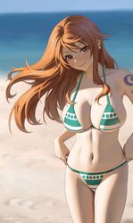 1girls beach big_breasts bikini busty cleavage day female female_only large_breasts leaf98k long_hair looking_at_viewer nami navel ocean one_piece orange_eyes orange_hair post-timeskip smile smiling_at_viewer solo swimsuit tattoo rating:Questionable score:228 user:EasyML5