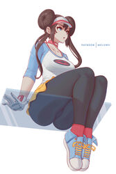 1girls 2022 blue_eyes breasts brown_hair clothed clothed_female female female_only hat hips huge_breasts light-skinned_female light_skin long_hair melowh nintendo pokemon pokemon_bw2 rosa_(pokemon) shoes slim_waist sneakers thick_thighs thighs twin_buns twintails wide_hips rating:Questionable score:184 user:WingGundam95