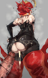 1boy 1girls absurd_res after_anal after_sex armwear ass ass_focus bar_censor big_ass big_butt black_lipstick blonde_hair blue_eyes boots censor_bar censored clothed clothes cum cum_in_ass eye_contact female game_freak grey_background hand_on_hip high_resolution huge_cock lipstick looking_at_viewer looking_back mela_(pokemon) nintendo nuezou penis pokemon pokemon_(game) pokemon_sv red_hair ripped_clothing short_hair simple_background skin_tight standing team_star thick_thighs thighs tight_clothing tight_pants two_tone_hair veiny_penis very_high_resolution rating:Explicit score:144 user:Cursedcrow