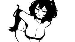 1girls animated animation bent_over black_bra black_cat_ears black_cat_tail black_hair black_panties bra breasts cat_ears cat_tail cleavage dialogue emmpy looking_at_viewer neko nine_(emmpy) no_sound oc panties red_text shorter_than_10_seconds shorter_than_30_seconds solo taking_panties_off text undressing video white_background wink winking winking_at_viewer rating:Explicit score:204 user:Imjusthere24