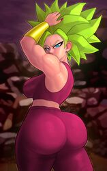 1girls ass big_ass big_breasts big_butt blue_eyes breasts dragon_ball dragon_ball_super eye_contact fully_clothed green_hair huge_ass huge_butt ignantastro kefla legendary_super_saiyan looking_at_viewer looking_back muscular_female saiyan sideboob solo solo_female standing super_saiyan super_saiyan_2 thick_thighs thighs tight_pants rating:Questionable score:222 user:Thebuki