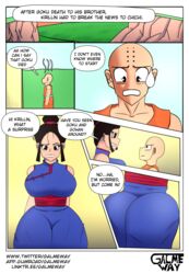 big_ass big_breasts big_thighs chichi clothing color comic comic_page dialogue dragon_ball dragon_ball_z english_text galme-way krillin kuririn tagme rating:Explicit score:32 user:GalmeWayy