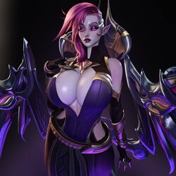 1girls alien alien_girl alternate_costume big_breasts blade_mistress_morgana breasts cleavage duplicate female female_only large_breasts league_of_legends lipstick looking_at_viewer morgana pale-skinned_female popogori purple_eyes science_fiction solo steel_valkyries_series rating:Questionable score:124 user:WatchTheLanguage