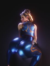 1girls 3d 3d_(artwork) ass back_view bodysuit brown_hair capcom chun-li chun-li_(fortnite) dat_ass epic_games female female_only fortnite fortnite:_battle_royale hair_buns hi_res looking_at_viewer looking_back narrowed_eyes round_ass solo solo_female squatting street_fighter thick_ass threedust rating:Questionable score:313 user:!nner$elf89