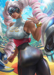 1girls absurd_res absurdres accessory arms_(game) artist_name artist_signature ass bangle big_ass big_butt blue_eyes boobs_and_butt_pose bracelet bracelets cup curvy dark-skinned_female dark_skin earring earrings eye_contact eye_mask fat_ass female female_focus female_only game_background hi_res high_resolution highres holding_cup holding_object jewelry large_ass lipstick long_hair looking_at_viewer mask multicolored_hair nail_polish nintendo oscuroii painted_nails pov_eye_contact red_lipstick solo solo_female solo_focus tagme tea thick_ass twintails twintelle twitter_username two_tone_hair very_long_hair voluptuous white_hair rating:Questionable score:66 user:InstantNoodulz