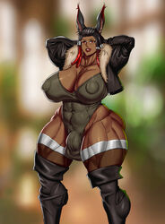 1futa armpits balls black_hair breasts bulge clothed clothing dark-skinned_futanari dark_skin dreadlocks eyeglasses final_fantasy final_fantasy_xiv flaccid fully_clothed futa_only futanari huge_breasts huge_cock humanoid humanoid_penis kuro_(kinteka) large_breasts leather_jacket leotard looking_at_viewer muscular muscular_futanari nipples red_eyes saxwakuy self_upload solo solo_futa standing thick_thighs toned uncut veiny_penis viera wide_hips rating:Explicit score:116 user:Saxwakuy