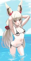 1girls 2022 armpits arms_up awesomeerix beach bikini black_bikini breasts cat_ears catgirl daytime female light-skinned_female light_skin long_ears micro_bikini nia nia_(blade) nia_(xenoblade) nintendo outdoors petite side-tie_bikini slim_body small_breasts thighs twintails water white_hair xenoblade_(series) xenoblade_chronicles_2 yellow_eyes rating:Questionable score:85 user:Azure_Shadow