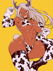 1girls 2022 abs alternate_costume animal_ears animal_tail ass bare_shoulders beige_hair biceps big_ass big_breasts bikini boots breasts bunny_ears bunny_tail chiaki_(tom910) cleavage clenched_teeth collar cow_horns cow_print cowbell curvy dark-skinned_female dark_skin elbow_gloves eyelashes female female_focus female_only gloves hair_ornament hairband highres hips large_ass large_breasts legwear long_hair miruko muscle muscle_tone musclegut muscles muscular muscular_female my_hero_academia navel parted_lips pinup red_eyes revealing_clothes rumi_usagiyama shounen_jump sideboob simple_background six_pack skimpy skindentation solo solo_female stockings swimsuit teeth thick_thighs thighhighs thighs toned toned_female triceps underboob voluptuous wide_hips yellow_background rating:Questionable score:353 user:ZappaTrappa