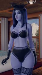 1girls 3d bra female_only gloves lace-trimmed_panties looking_at_viewer overwatch solo takerskiy widowmaker rating:Explicit score:241 user:trenchcoat